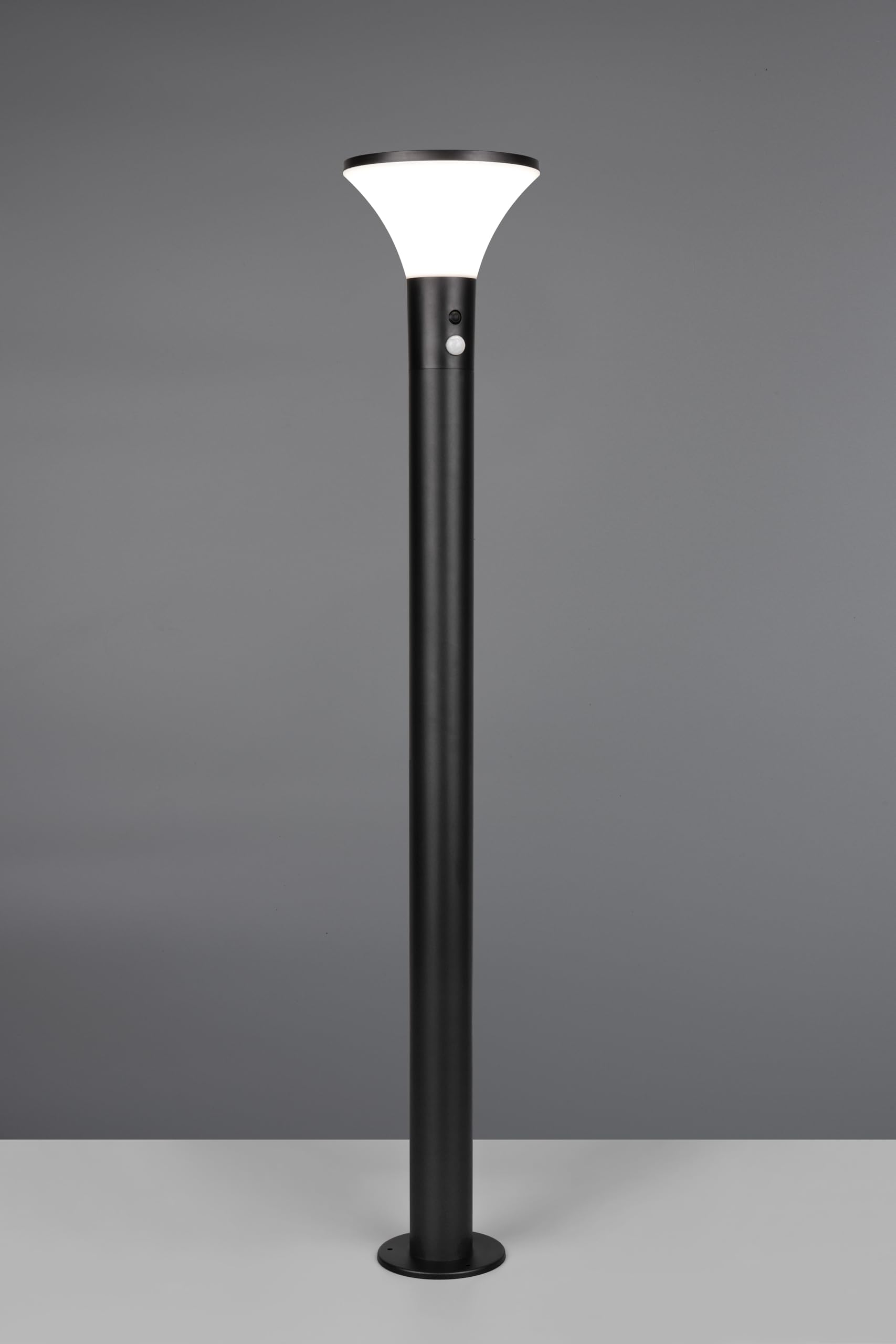 Reality Leuchten LED Außen Wegeleuchte Gorda R44676132, Kunststoff Schwarz matt, 3.5 Watt LED, Hybrid Solar/Akku, Dämmerungssensor, Bewegungssensor