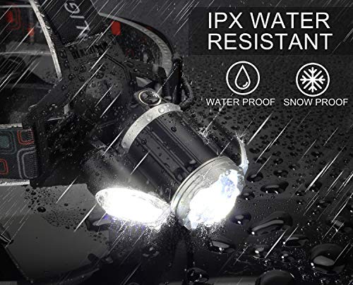 2020 Newest Rechargeable LED Headlamp, 2 Pack 10000 Lumen Super Bright Zoomable Headlight, 4 Modes USB Recharge Flashlight, Waterproof Head Lights with Red Light for Camping Hiking Outdoors - Thumbnail 2