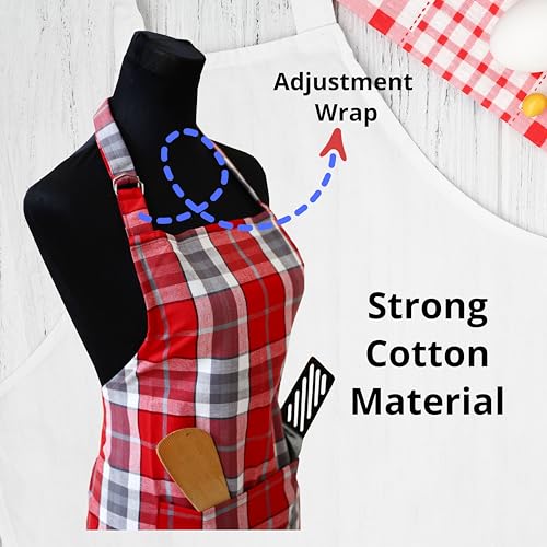 Image of Kitchen Apron for Women & Men | 100% Cotton | Cooking Apron with Big utility Pocket | Adjustable neck strap | Free Size | Kitchen Utensils Accessory
