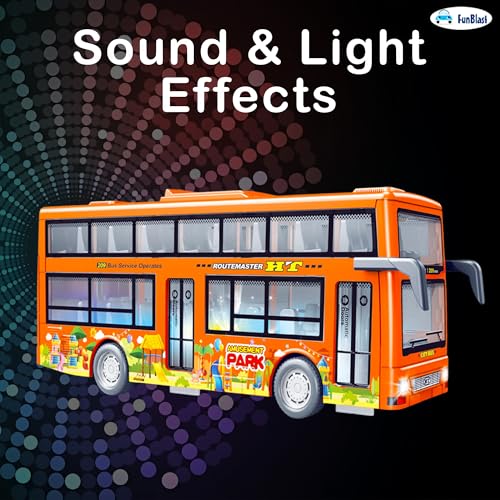 Image of FunBlast City Bus Toy for Kids - Push & Go Vehicle with Sound and Light Effects, Toy Bus for Boys & Girls Age 3+ Years Boys and Girls (Orange)