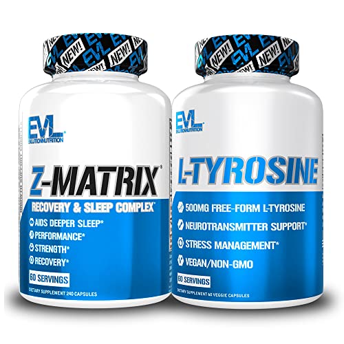 L Tyrosine And Zmatrix Workout Bundle - Evl Free Form L Tyrosine 500Mg Capsules For Workout Focus And Energy With Magnesium And Zinc Post Workout Supplement For Muscle Recovery (60 Servings Each) #TOP10