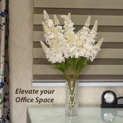 Image of Reiki Crystal Products Artificial White Snapdragon Flower -1 Stick with 7 Branches | Real Touch Faux Blooms for Home Decor, Bedroom, Living Room, Table, Balcony, Office & Weddings (Without Vase Pot)