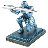 TBWHL Executive Knight Pen Holder with a pen- Personalized Desk Accessory Pen Stand for A Gift - Decorative Pencil Holders Desk Organizer Blue(Base Glue Not Included)