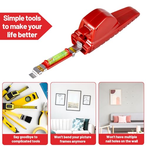 Image of Picture Hanging Tool with Level,Hang o Matic Picture Hanger Measuring Tape,Picture Leveling and Hanging Tool with 30lb and 50lb Picture Hangers