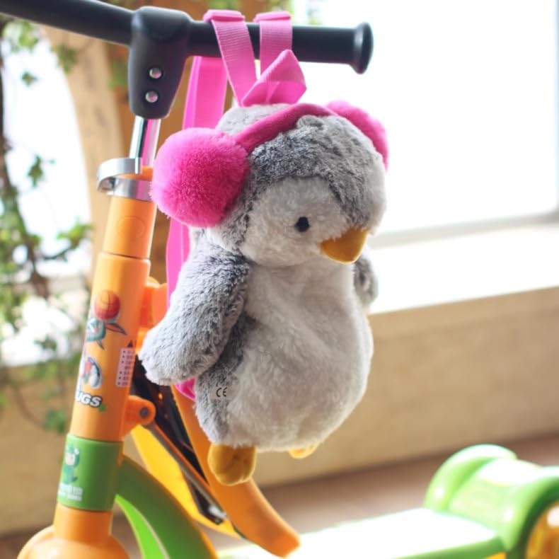 Image of Women Animal Teddy Bear Plush Backpack with Adjustable Straps (Penguin)
