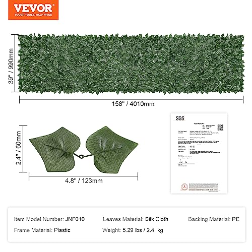 VEVOR JNF010 Privacy 1 x 4m Artificial Wall Screen, Greenery Ivy Fence with Mesh Cloth Backing and Strengthened Joint, Faux Hedges Vine Leaf Decoration for Outdoor Garden, Yard, Balcony, Dark Green - Image 7