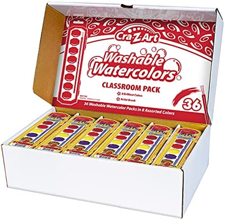 Cra-Z-art Washable Watercolor Classroom Pack, 8-Color Kits (Assorted Colors), 36 Kits/Box