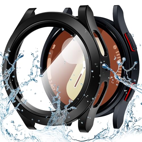 Goton Waterproof Case for Samsung Galaxy Watch 7 Screen Protector 40mm with Tempered Glass, 1-Pack Hard PC Cover Bumper for Galaxy Watch7 – No Fog, Touch-Responsive, Black