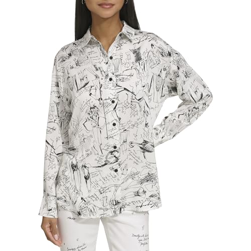 Karl Lagerfeld Paris Women's Sketch Printed Oversize Blouse2