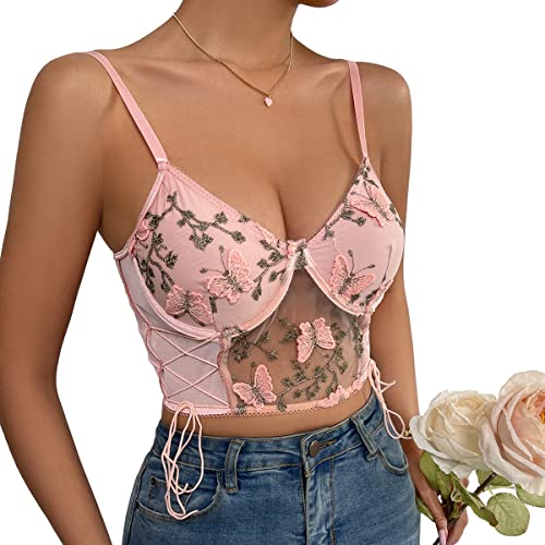 トップス WILLFULLY lace cropped bustier cami 51qrxShc8WL.jpg