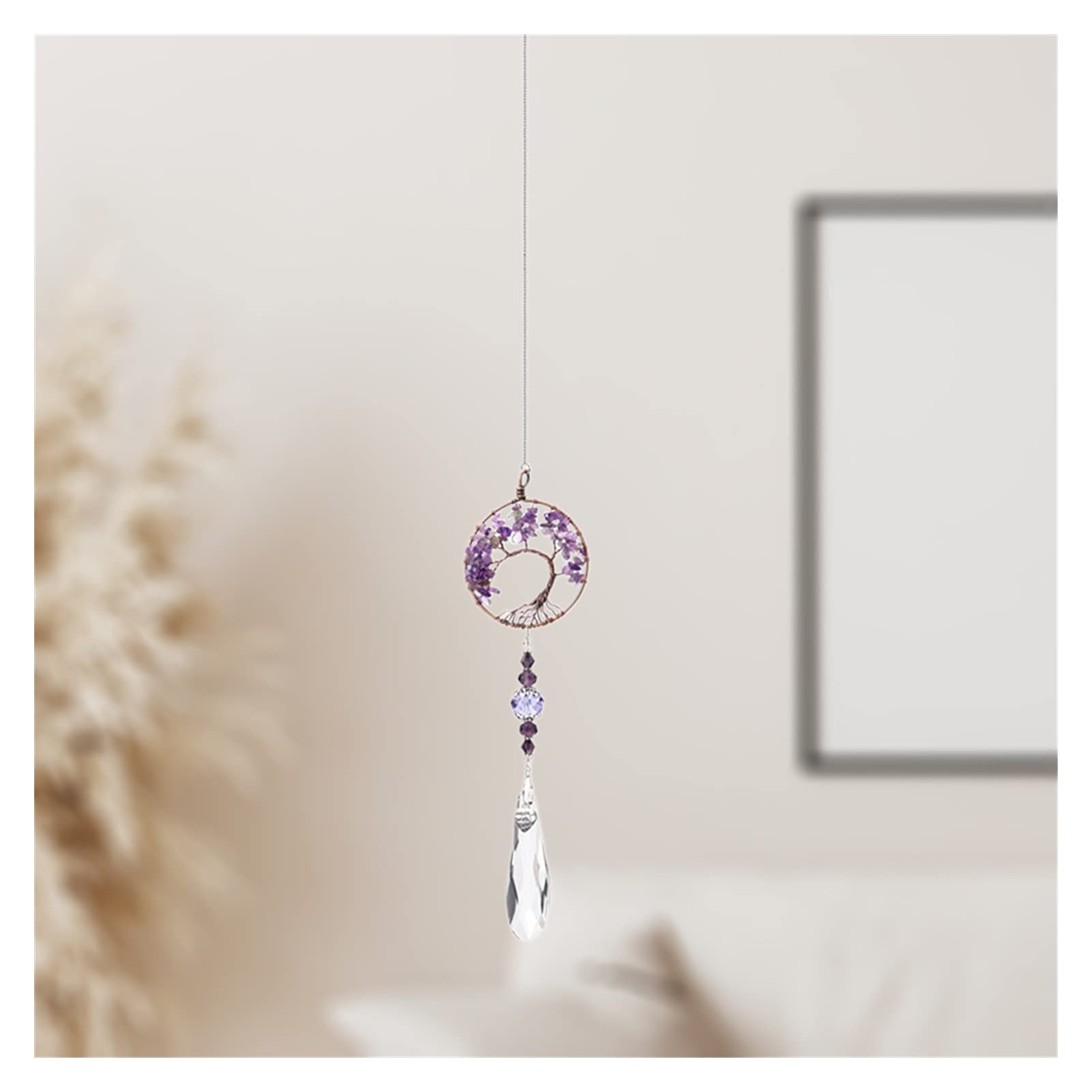 HOMSFOU Kristall-Windspiel Mit Herz & Hundepfoten - Gartendekoration Für Balkon & Terrasse