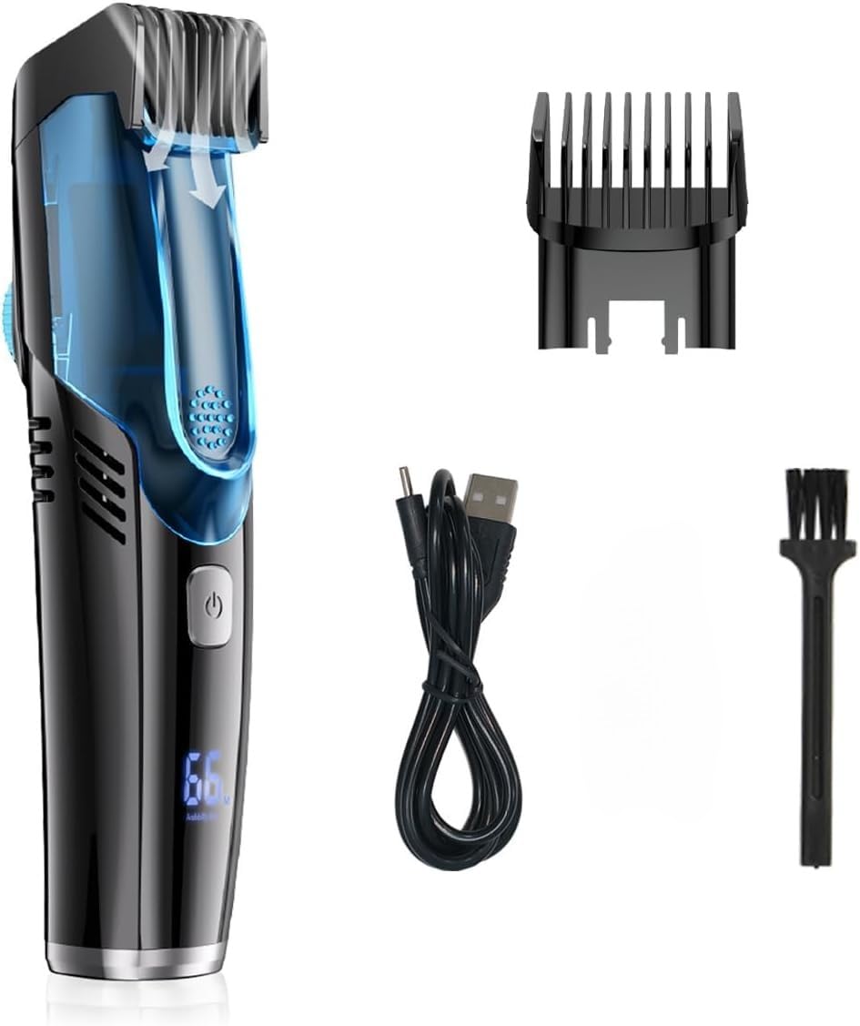 Tondeuse Barbe Premium avec Aspiration, Bartschneider Herren Haut de Gamme Sans Fil, Lames Acier Précises, Finition Étanche IPX6, Rasoir Barbe Électrique pour Salle de Bain Soignée et Confort (Blau)