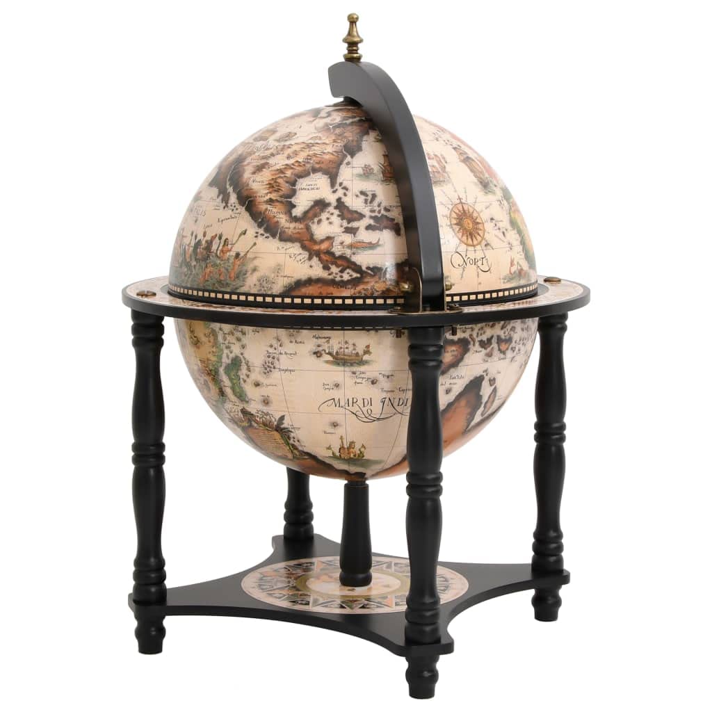 vidaXL Botellero Globo Terráqueo Bar Vino Terráqueo Depósito Armario para Licor Bebida Soporte Mueble Almacenamiento Madera Maciza Eucalipto Negro