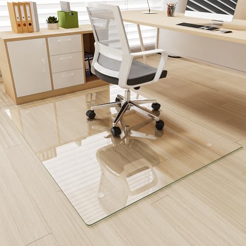 Image of [Tempered Glass] 40 inch x 60 inch Glass Office Chair Mat for Carpet