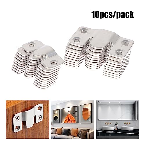 Image of Flush Mount Bracket ,Interlock Hanging 5sets /Pack Stainless Steel Hook Buckles Hanger Hanging Connecting Photo Frame Picture Mirror Wall Hang Hardware(Small), Silver