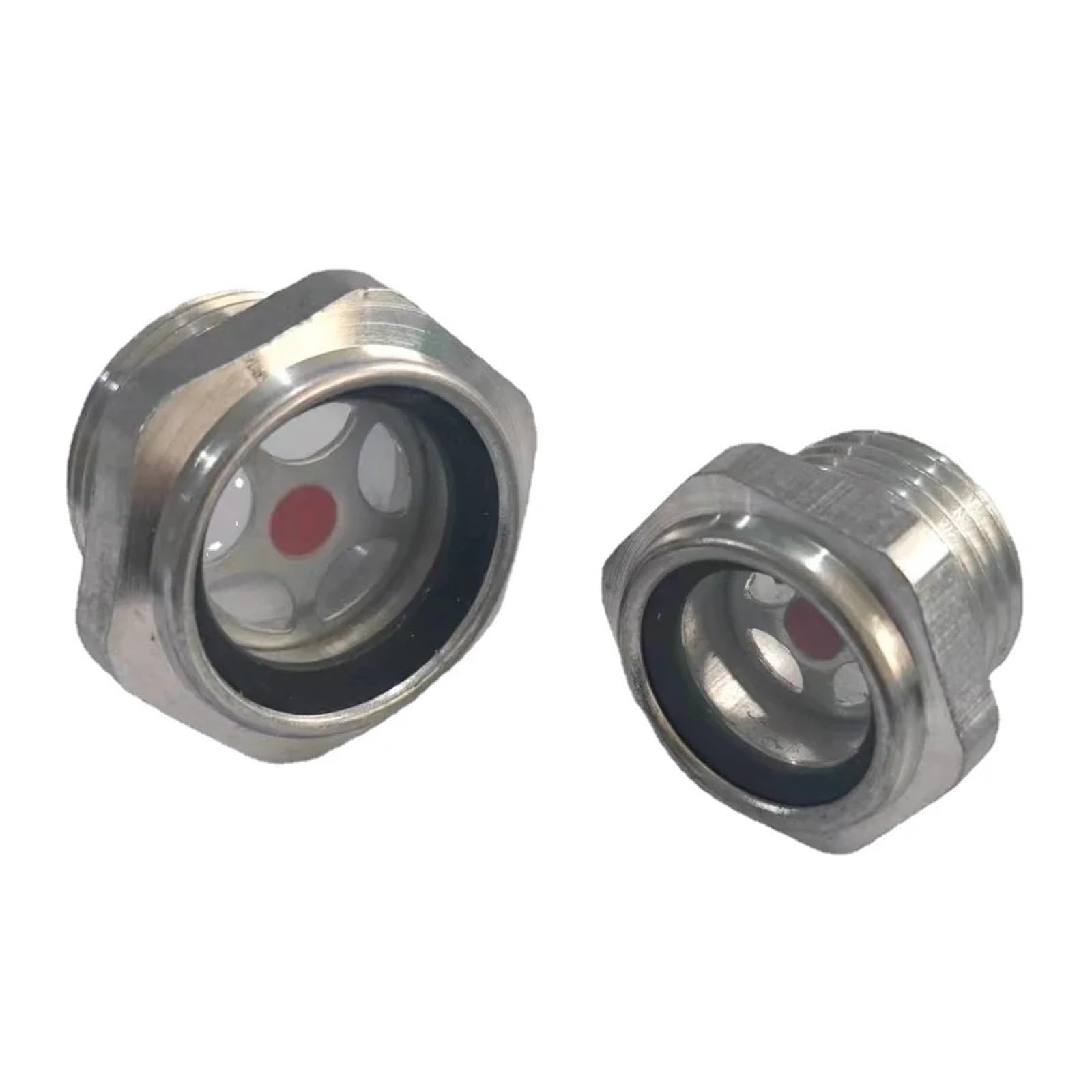 RUAJOGYNVM M10/12/14/16/20-M60 Metric Male 1/4" 3/8" 1/2" 3/4" 1" -2" BSP NPT Aluminum Oil Sight Glass Window Use for Air Compressor Lathe(BSPP 3I8 Inch) RUAJOGYNVM