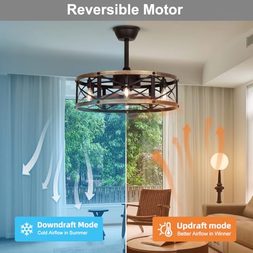 SHLUCE 22 Inch Farmhouse Fandelier Ceiling Fan with Light ETL Listed - image 4