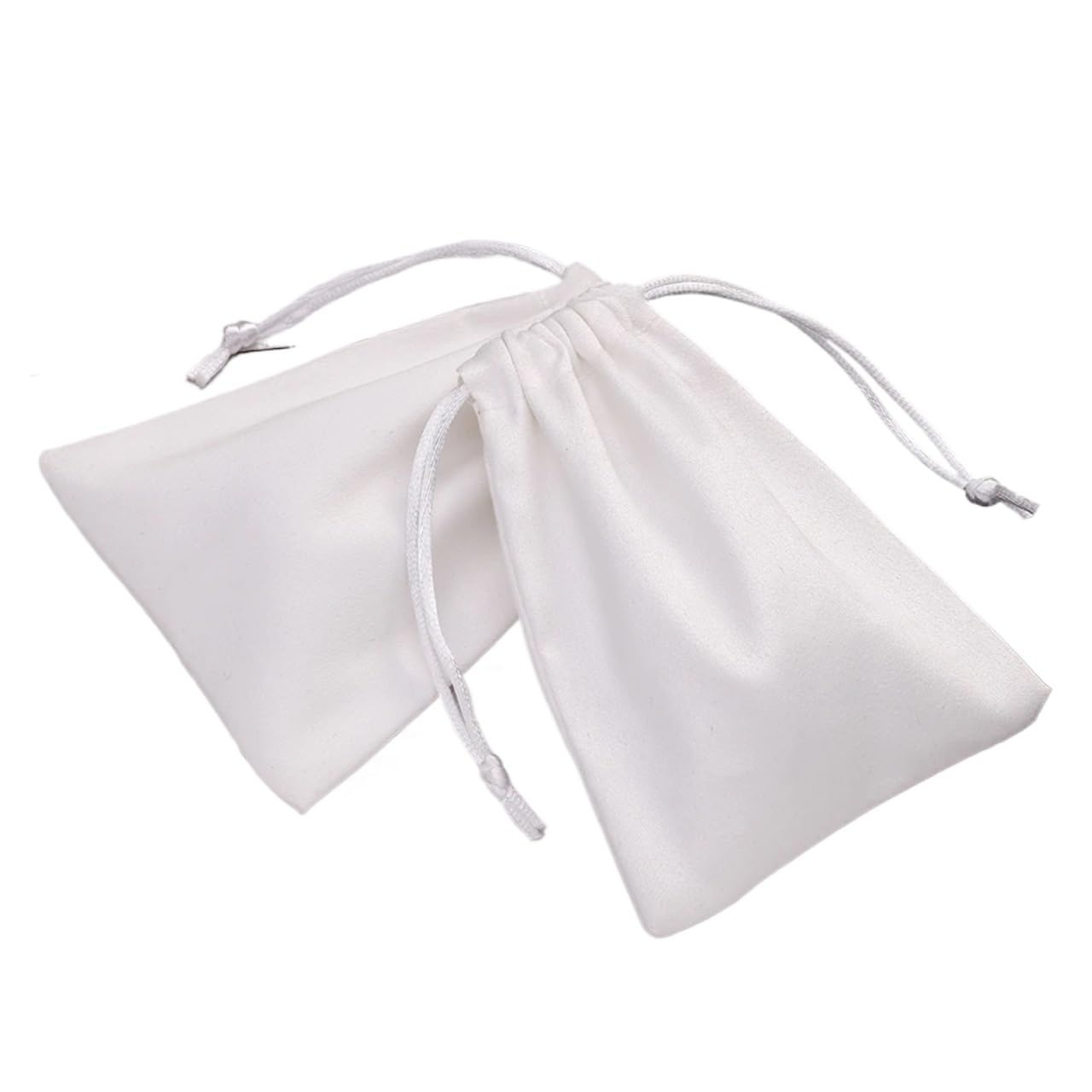Mlyvax 20pcs Flannel Drawstring Packing Jewelry Packaging Display Luxury Velvet Suede Pouches Wedding Favors Gift Bags(White)