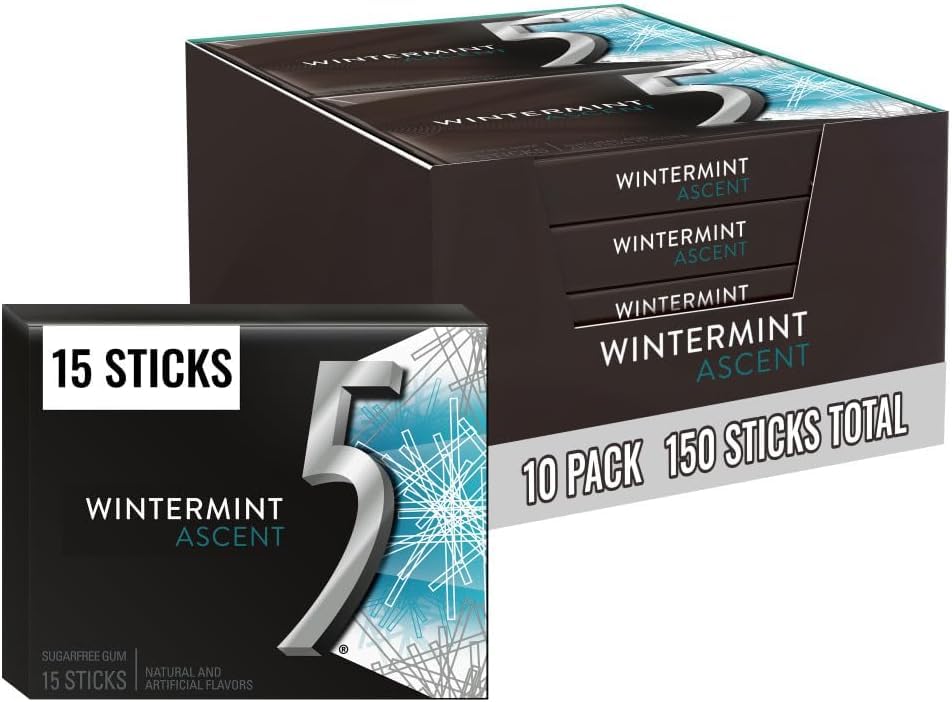 Image of 5 GUM Wintermint Ascent Sugar Free Chewing Gum Refreshing Chilling Minty Flavor Five Gum, 15 Stick (Pack of 120)