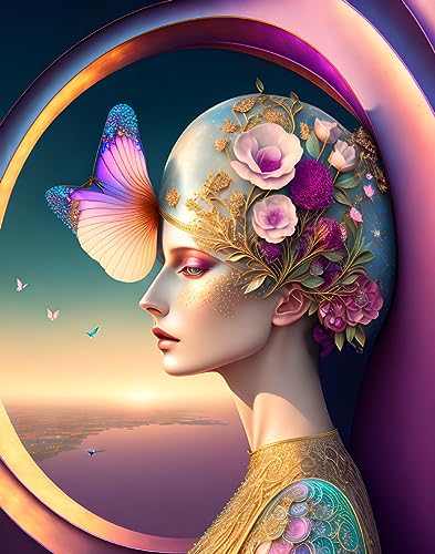Poster sur toile SERENDIPITP décoration murale portrait surréaliste 58x90 cm