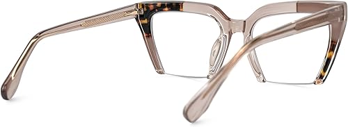 Miniatura 9 de Zeelool TR90 - Lentes de ojo de gato con montura semirregular, con lente transparente sin receta para mujer, gafas de gran tamaño