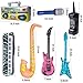 Inflatable Rock Star Toy Set, 7 Pack Inflatable Boom Box Mobile Phone Guitar Bass Party Props for 80's 90's Party Decorations, Rock and Roll Party Favors Supplies, Christmas Birthday Party Gifts.