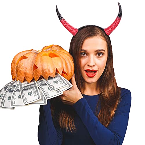 Qchomee Ox Horn Headband Halloween Devil Horn Headband Animal Headdress Fancy Dress Party Favour Props Cosplay Costume Hair Accessories Headwear Dress Up Favors Accessories Headpiece for Carnival - Image 3