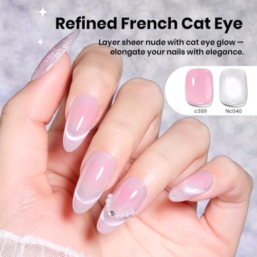 Image of Beetles Lunar Silk Silver Cat Eye Gel Nail Polish - 15ML Full Size Silver Cat Eye Glitter Gel Polish Magnetic Shimmer Effect Soak Off UV French Nail Art Design Salon DIY Manicure Gifts for Women