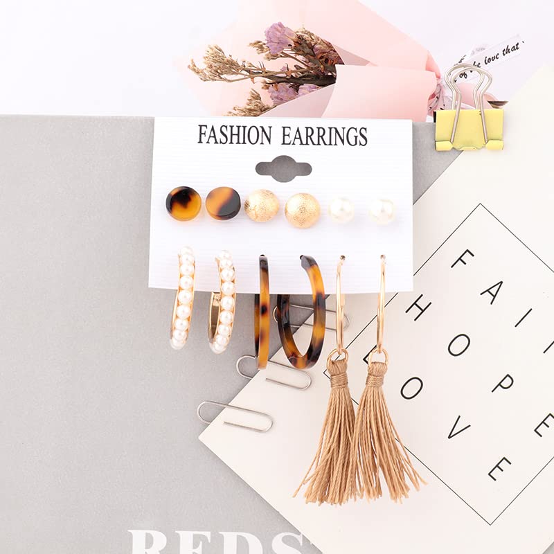 Image of ANNACREATIONS Stylish combo of pearl stud hoop earrings set for Women Girls