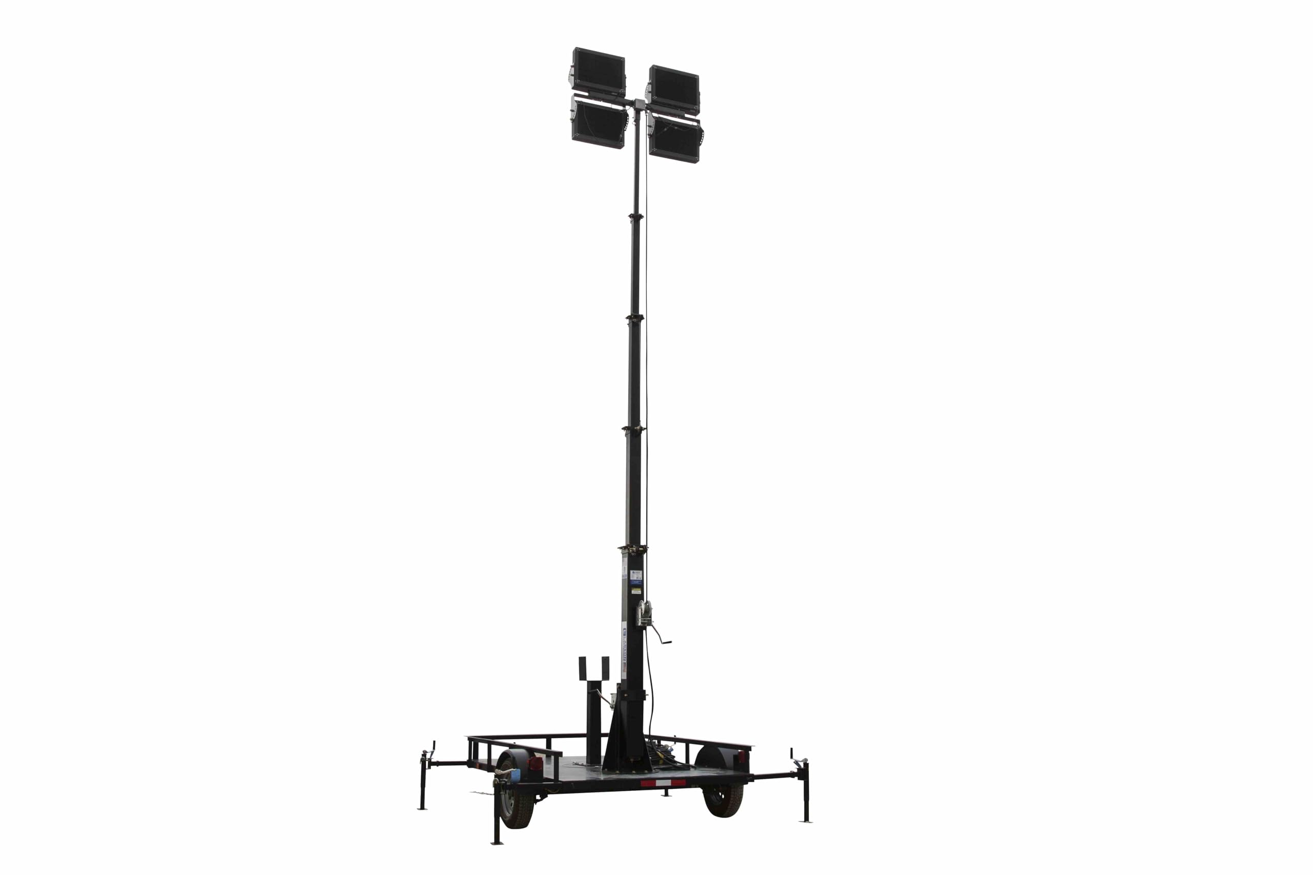 LED 5-Stage Light Tower - 8.75' to 30' - 10' Trailer - 240,000 lms - 277VAC - Black Powder Coat Mast - L7-15P Cord Cap - 10 Degree Spot