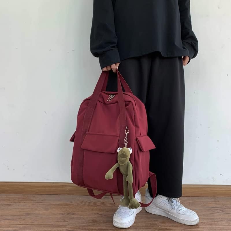 Miniatura 4 de Nueva Mochila Linda para damas, mochila Escolar De Color Sólido, Bolsa De Viaje De Hombro, Mochila Simple, Rojo -, Mochilas tradicionales