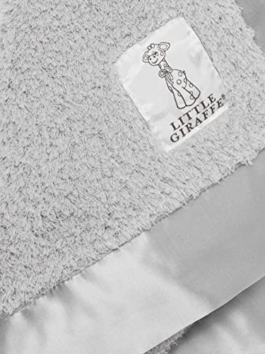 Image of Little Giraffe Baby Blanket - Blanky - Soft Blanket with Satin Trim - Baby Stroller Blanket - Newborn Baby Essentials & Baby Gifts - 17 x 17 - Silver