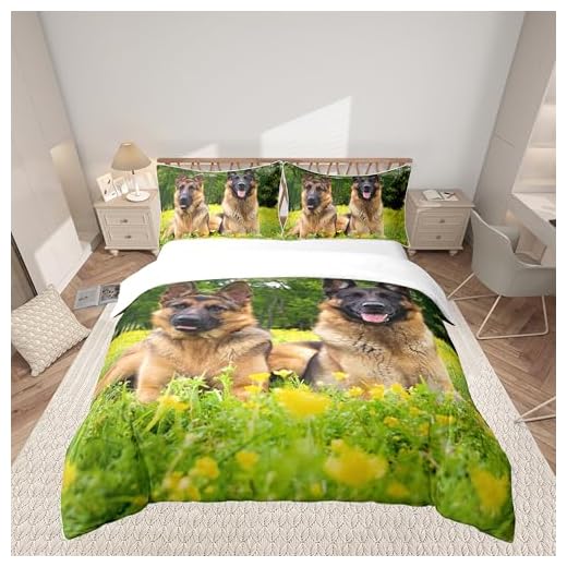 HLWDXno1 Deutscher Schäferhund Bettwäsche 135x200 Kinder Bettbezug und 80x80cm Kissenbezug Microfaser Kinderbettwäsche 2tlg Jugendliche Teenager Bettwäsche-Set 6 Homemissing 3D Hund Bettbezug Set Niedlicher Deutscher Schäferhund Bettwäsche Set 135x200cm für Kinder Jungen Zweige Gras Betten Set Paar Haustier Welpe Hund Design mit 1 Kissenbezug 2St