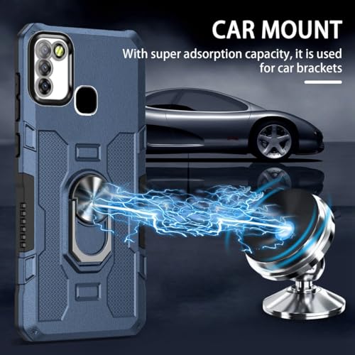 Coque Infinix Smart 5 rigide anti-chute bleue avec anneau support