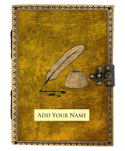 Image of DI-KRAFT Customize Diary with Name with Beautiful UV Prints | Customized Leather Writing Diary Unruled White Paper Journal Personal Notepad Sheets Daily Planner for Gifting (Pattern 13)