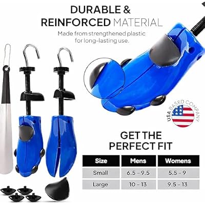 HOUNDSBAY Plastic & Wooden Shoe Stretchers - Adjustable Shoe Widener Expander for Men and Women