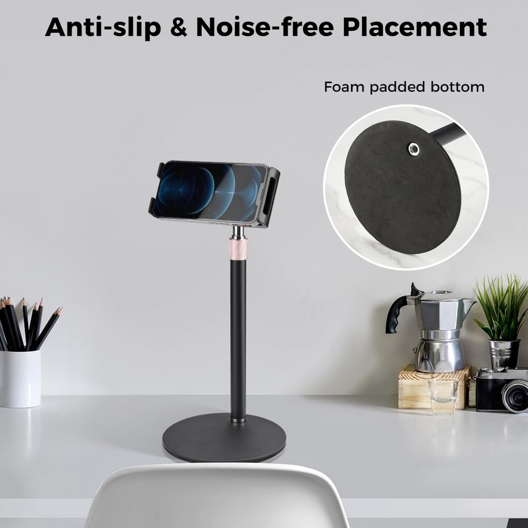 Soporte para teléfono celular, soporte giratorio de 360 grados para escritorio, ángulo ajustable y altura, soporte para tableta de teléfono, compatible con Samsung Galaxy y otros teléfonos