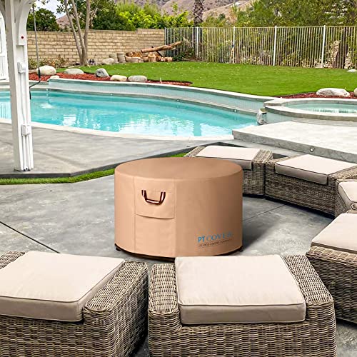 Fire Pit Cover - 48 Inch 50 Inch Strong Fade-Resistant Tear-Resistant Uv-Resistant Waterproof Heavy Duty 900D Material Firepit Covers Round For Outdoor Fire Pit - Brown #TOP4