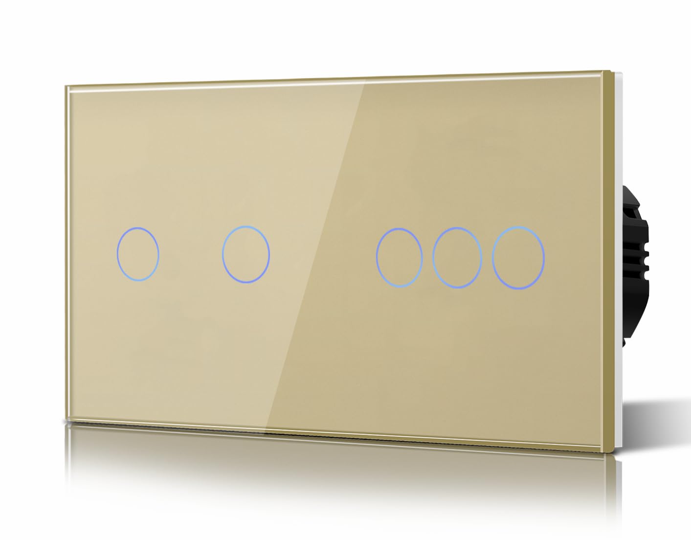 BSEED Touch Light Switch,Tempered Glass Panel with LED Backlight,No Neutral Wire Required,Non-WiFi,2 Gang 1 Way+3 Gang 1 Way,146mm Oro