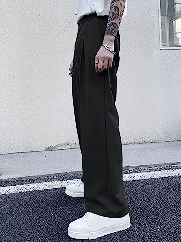 Milumia Men's High Waist Long Pants Trendy Casual Wide Leg Trousers with Pocket4