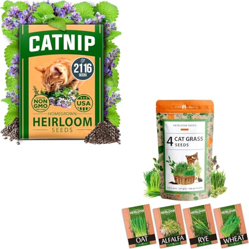 HOME GROWN Cat Grass & Catnip Seeds – 4-Blend Cat