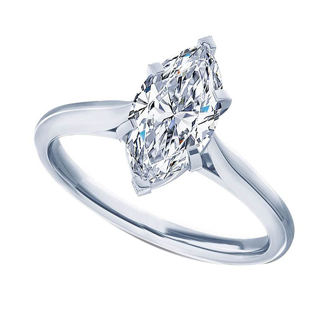 etneyjewels 1 TCW Marquise Cut Moissanite Solitaire Engagement Bridal Ring For Women In 10KT-14KT Solid Gold In Prong Setting For Wedding Anniversary (Color D-E, Clarity VVS1-VVS2)