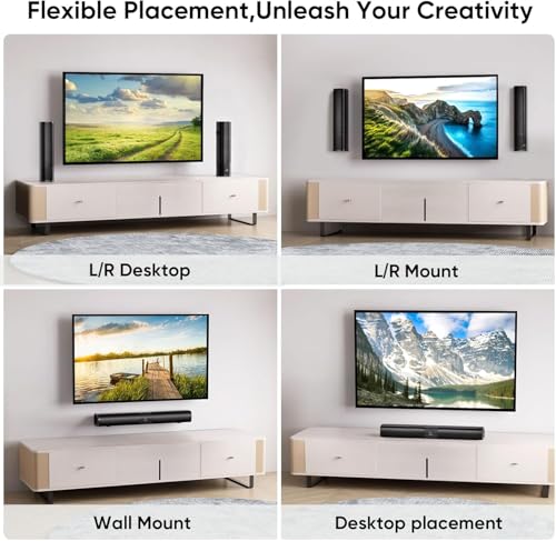 Saiyin Soundbar for TV, Sound Bar with Optical/ARC/AUX and Bluetooth 5.3 Inputs, 50W Peak Power, Surround Sound System with Flexible Placement Options,Wall Mountable - Image 3