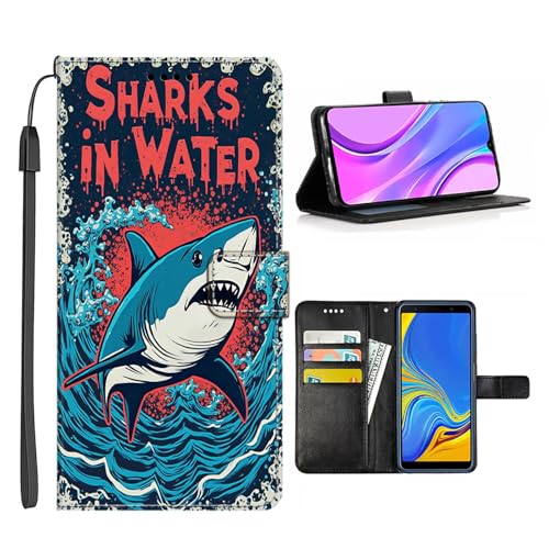 ZHONGWEI Wallet Phone Case Compatible with LG Velvet 5G V60 V50 V40 V30 Stylo 5 LG Stylo 6 Stylo 7 with Shark-CQ32-TPU Leather Card Holder Case.