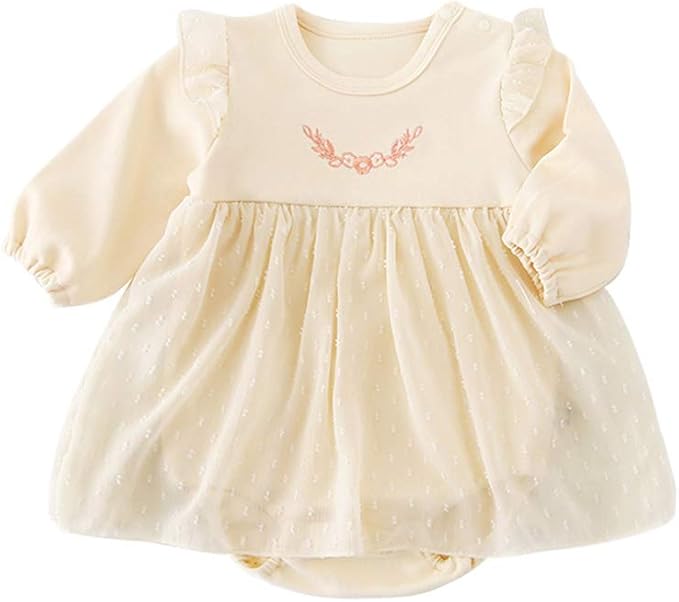 Amazon Co Jp Baby Nest ベビー服 長袖 ワンピース ドレス ロンパース パジャマ 赤ちゃん 新生児 女の子 北欧風 花柄 ルームウェア 可愛い 綿 柔らかい 服 ファッション小物