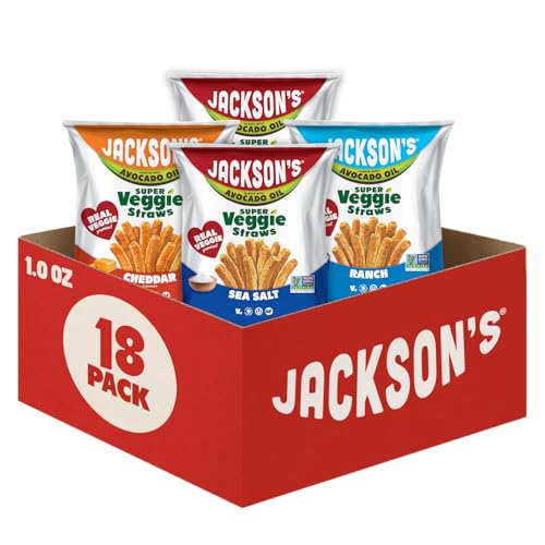 Jackson's Super Veggie Straws Variety Pack, Avocado Oil (1oz, Pack of 18)
