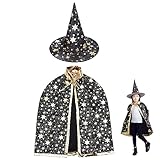 💕【Hochwertiger Hexe Umhang】VIKY Hexe Zauberer Umhang und Hexenhut sind aus hochwertigem Polyester material gefertigt, hautfreundlich, atmungsaktiv und bequem. Entworfen für Kinder, die die Rolle einer Hexe oder eines Hexenjungen spielen, um Spaß während der Halloween Happy Hour zu haben.