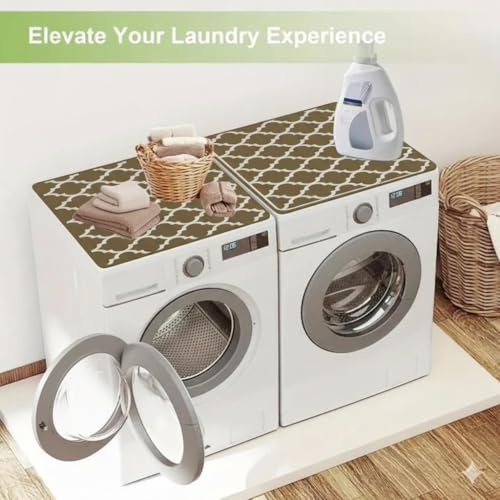 Image of Homecloud Non-Slip Washing Machine Mat - Durable Waterproof Protective Cover for Washer & Dryer, Dust-Resistant Mat Ideal for Laundry Room & Kitchen Appliances (Khaki)