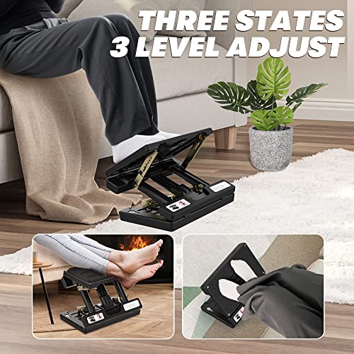 Vhelyom Foot Rest For Under Desk At Work, Height Adjustable Footrest With Massage Roller And Soft Pad, Foldable Ergonomic Foot Rest For Car, Underdesk, Home, Train(Black) #TOP2