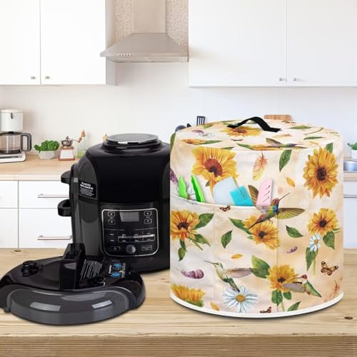 Image of Cozeyat Sunflower Hummingbird Rice Cooker Cover Kitchen Appliance Cover Dust Cover for Electric Pressure Cooker, Air Fryer and Crock Pot, Machine Washable